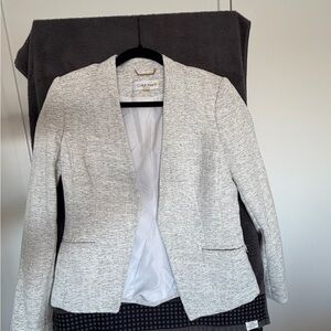 Calvin Klein Open-Front Textured Blazer in Light Gray